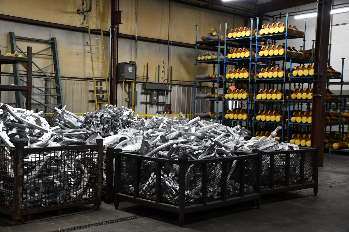 Raw aluminum castings and tube stock inventory at Alcast Company